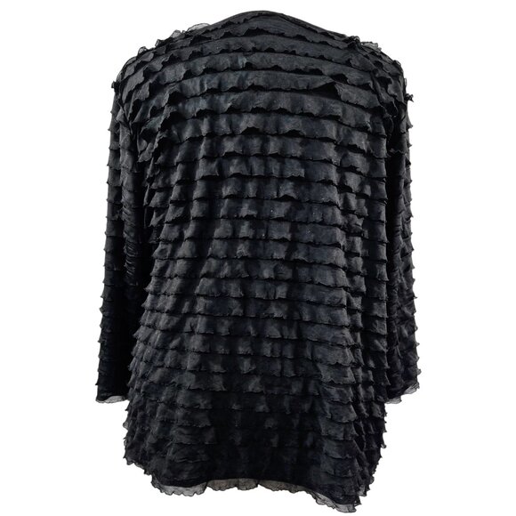 Maggie Barnes for Catherines Black Ruffled Shimmering Top Evening Party - Picture 2 of 7